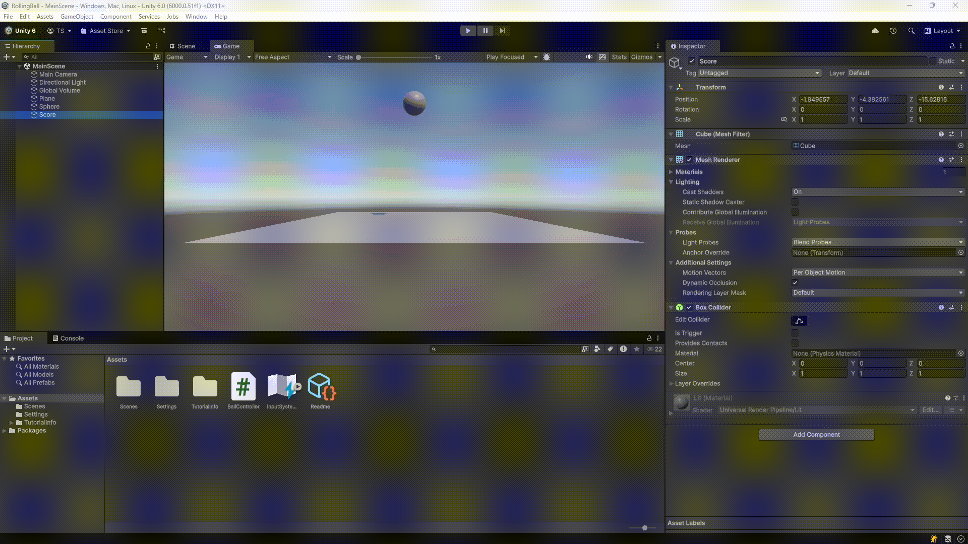 create score prefab